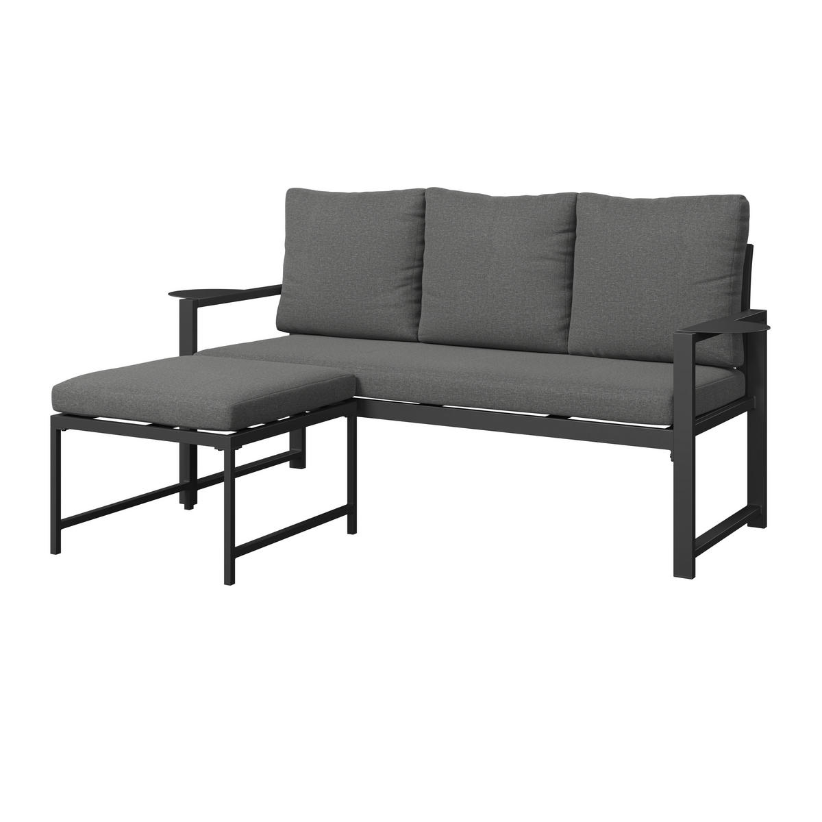 LOUNGEGARNITUR 2-teilig   191,5/81/67 cm Stahl  - Dunkelgrau, MODERN, Textil/Metall (191,5/81/67cm) - Ambia Garden