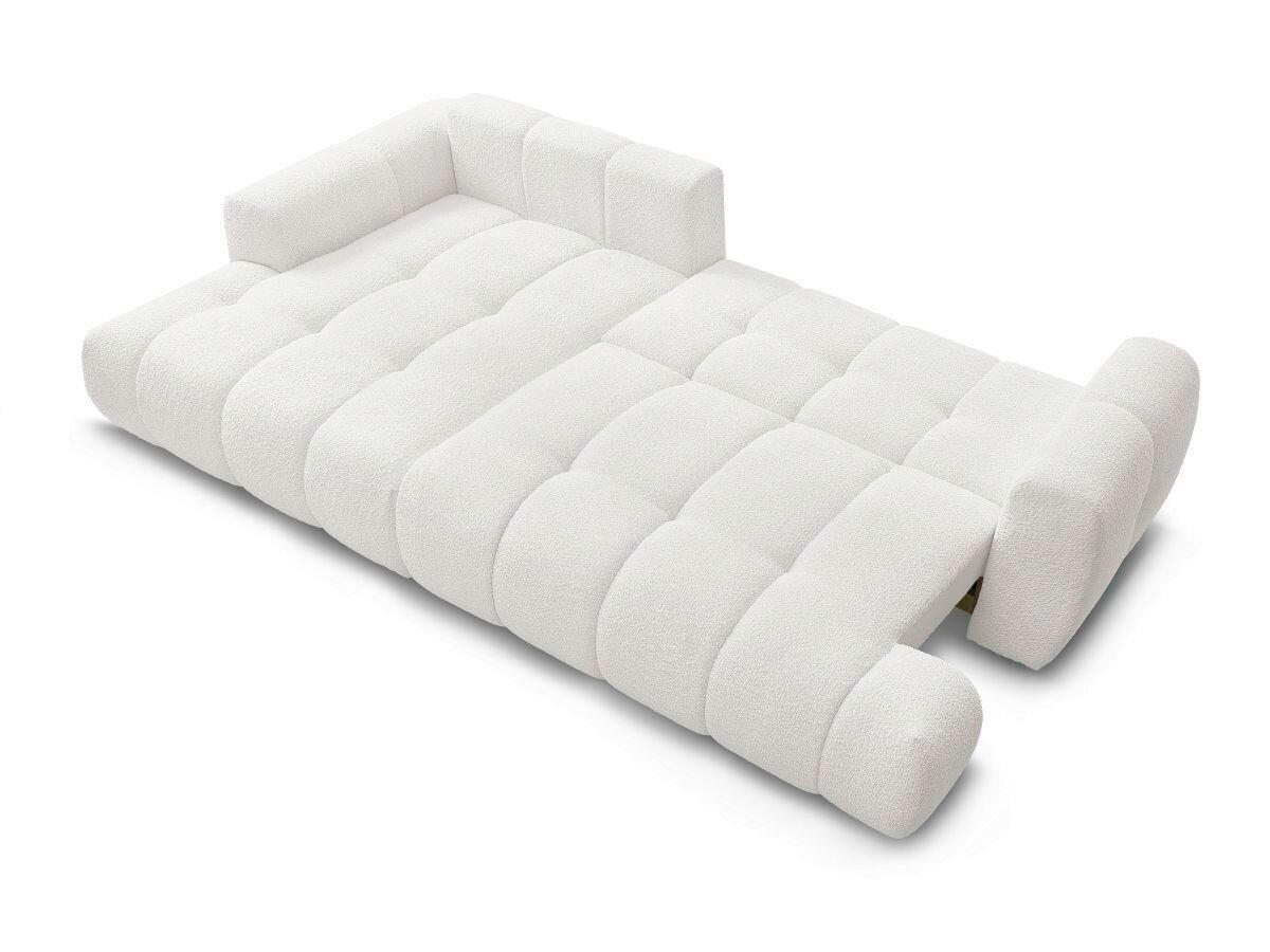 ECKSCHLAFSOFA FUJI Bouclé Weiß  inkl.  - Schwarz/Weiß, MODERN, Kunststoff/Textil (292/160cm)