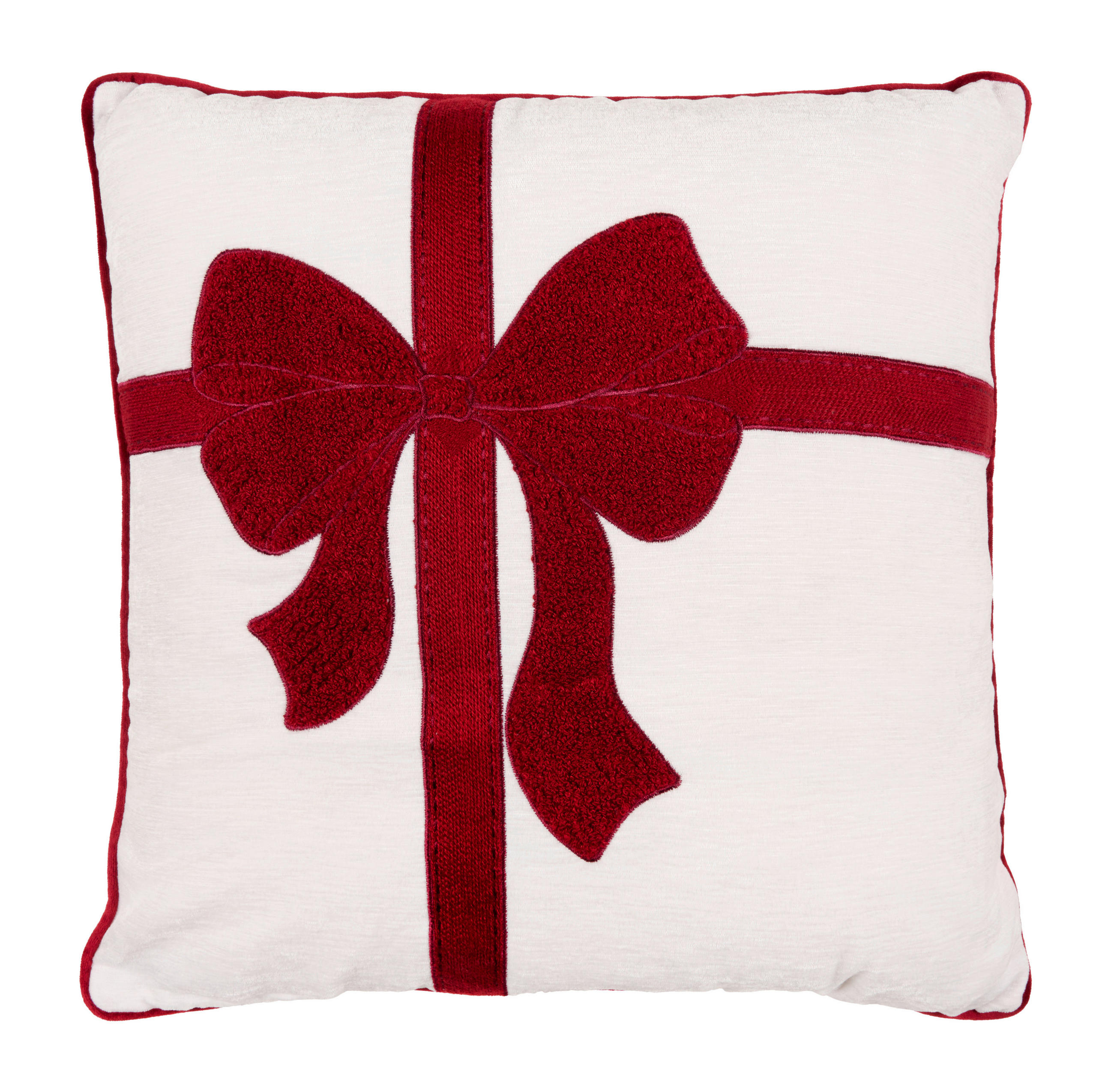 DEKORAČNÝ VANKÚŠ 45/45 cm - biela s vysokým leskom/tmavočervená, Konventionell, textil (45/45cm) - X-Mas