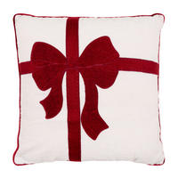 DEKORAČNÝ VANKÚŠ 45/45 cm - biela s vysokým leskom/tmavočervená, Konventionell, textil (45/45cm) - X-Mas