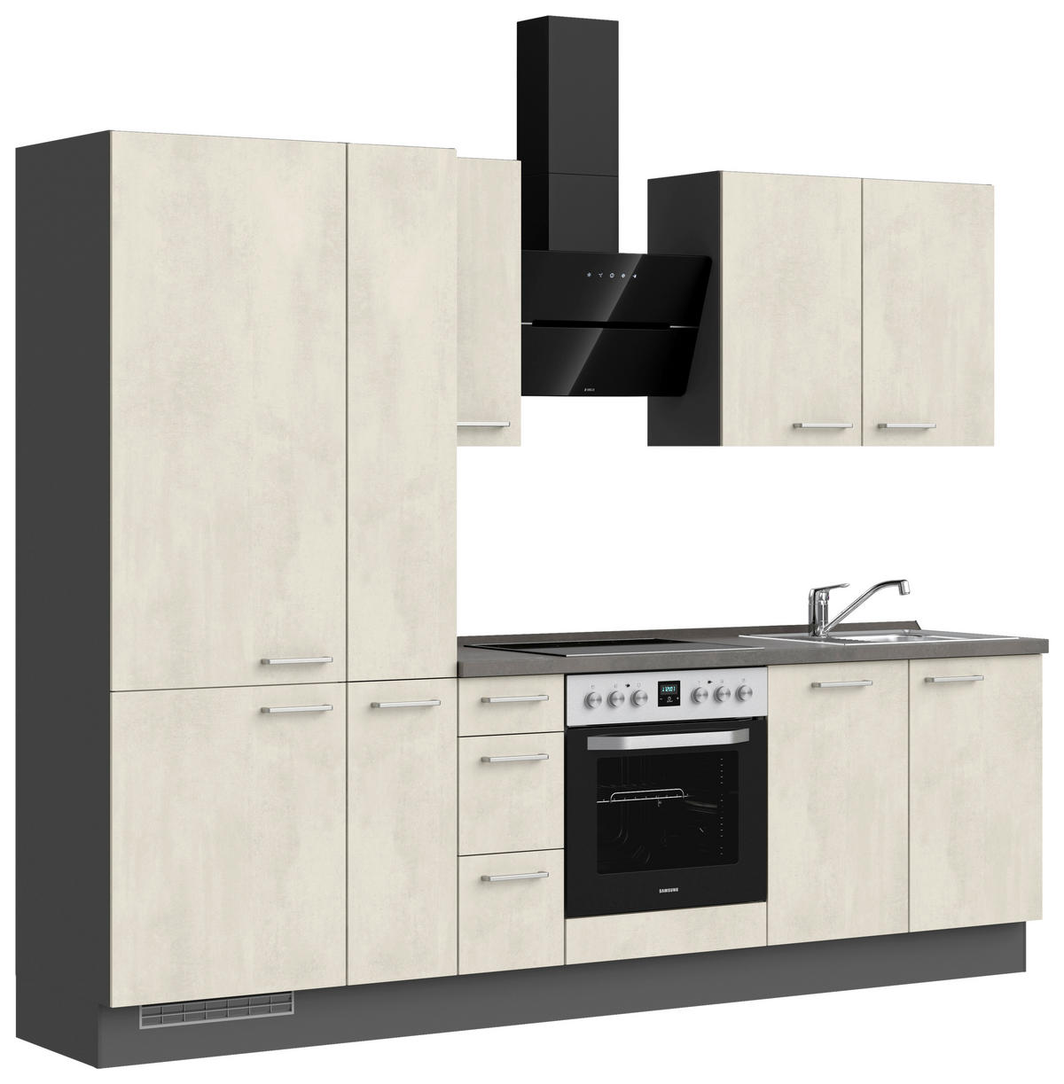 KÜCHENBLOCK Riva 270 cm  in Weiß, Schieferfarben  - Schieferfarben/Edelstahlfarben, MODERN, Holzwerkstoff/Metall (270cm) - Nobilia