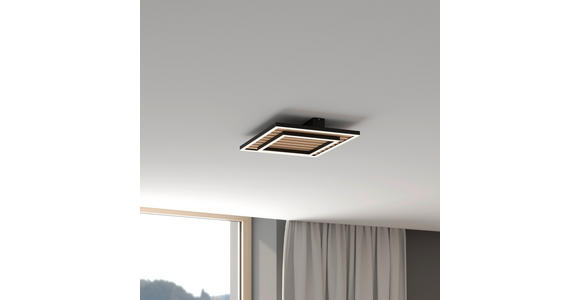 LED-DECKENLEUCHTE 40/40/6 cm   - Schwarz, Design, Holz/Kunststoff (40/40/6cm) - Novel