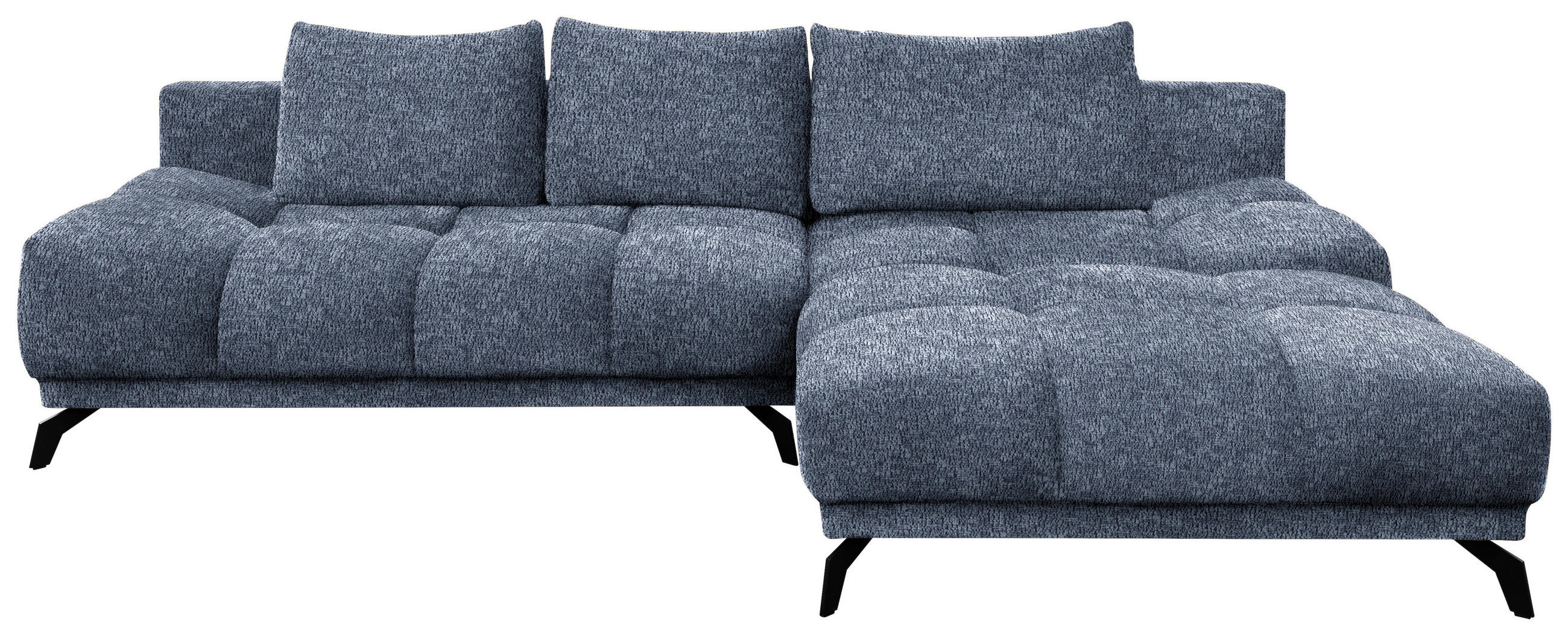 ECKSOFA in Chenille Dunkelblau  - Schwarz/Dunkelblau, MODERN, Textil/Metall (290/182cm) - Hom`in