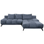 ECKSOFA in Chenille Dunkelblau  - Schwarz/Dunkelblau, MODERN, Textil/Metall (290/182cm) - Hom`in