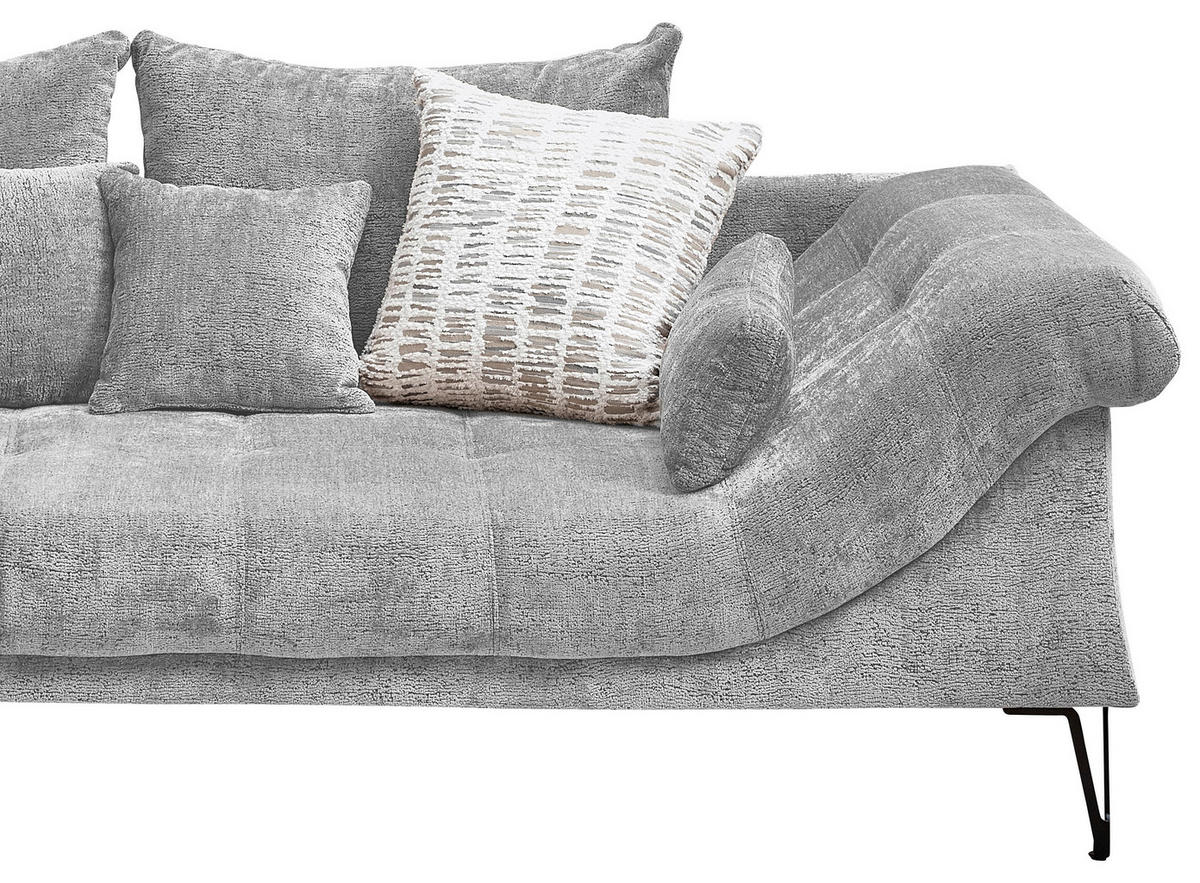 ECKSOFA GARDA in Chenille Silberfarben  192/310 cm  - Silberfarben/Schwarz, KONVENTIONELL, Textil/Metall (192/310cm) - Livetastic