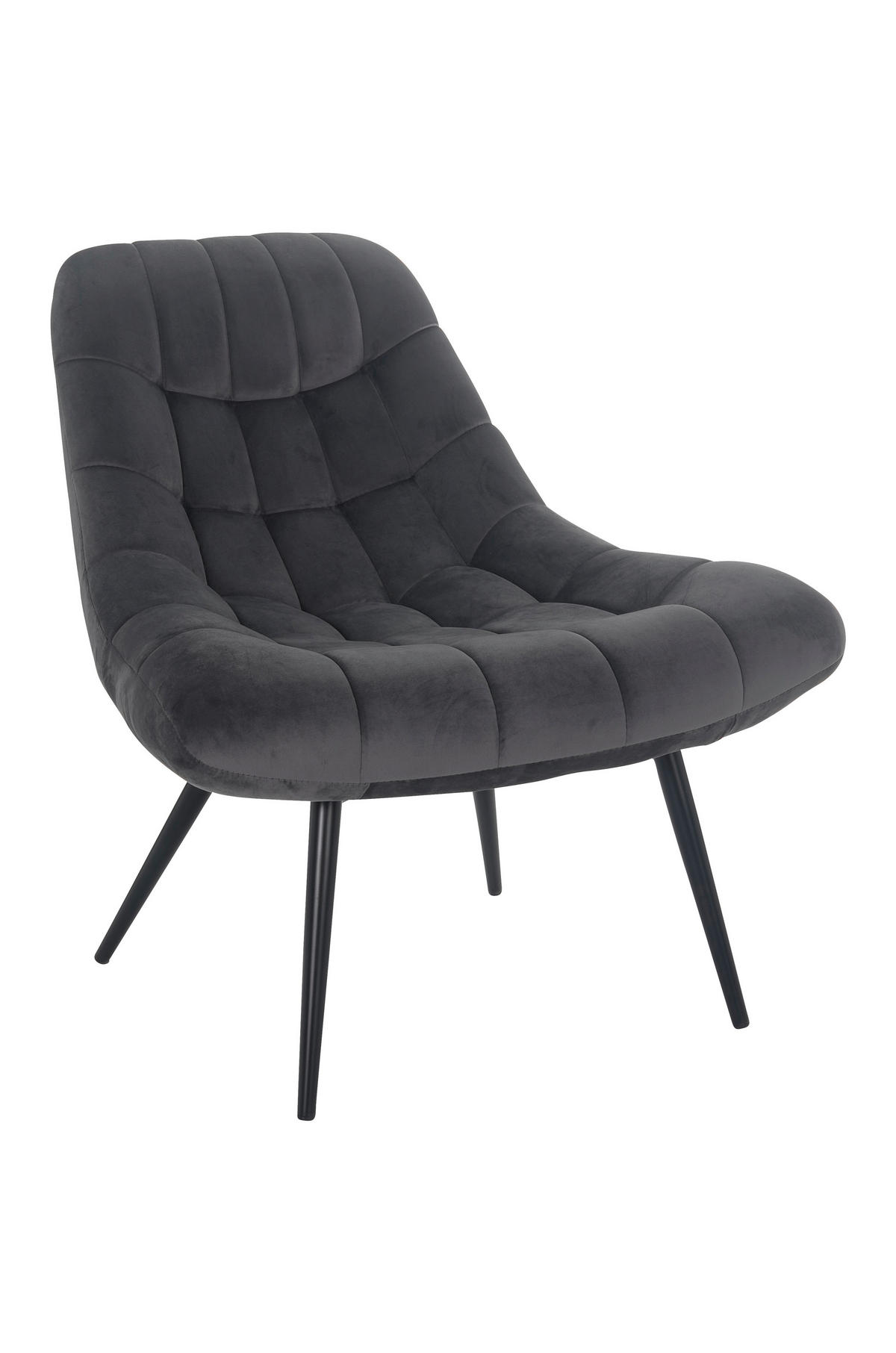 XXL-SESSEL Samt Grau, Schwarz    - Schwarz/Grau, MODERN, Textil/Metall (76/85,6/85,6cm) - Livetastic