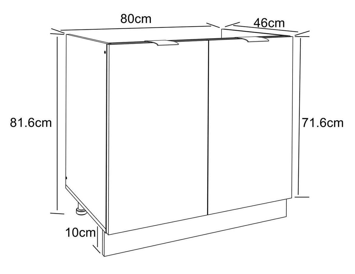 SPÜLENUNTERSCHRANK 80/82/46 cm  in Anthrazit, Weiss  - Weiss/Anthrazit, Trend, Holzwerkstoff/Kunststoff (80/82/46cm) - MID.YOU