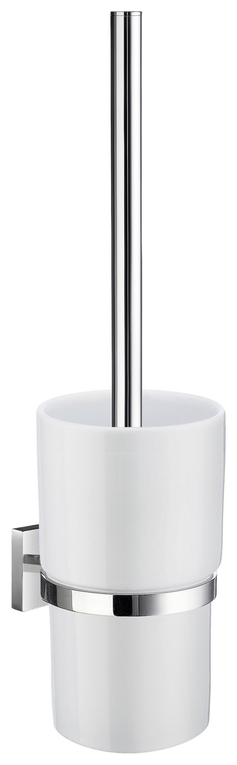 WC SADA - ŠTĚTKA A DRŽÁK - bílá/barvy chromu, Basics, kov/plast (11,9/38/11,9cm)