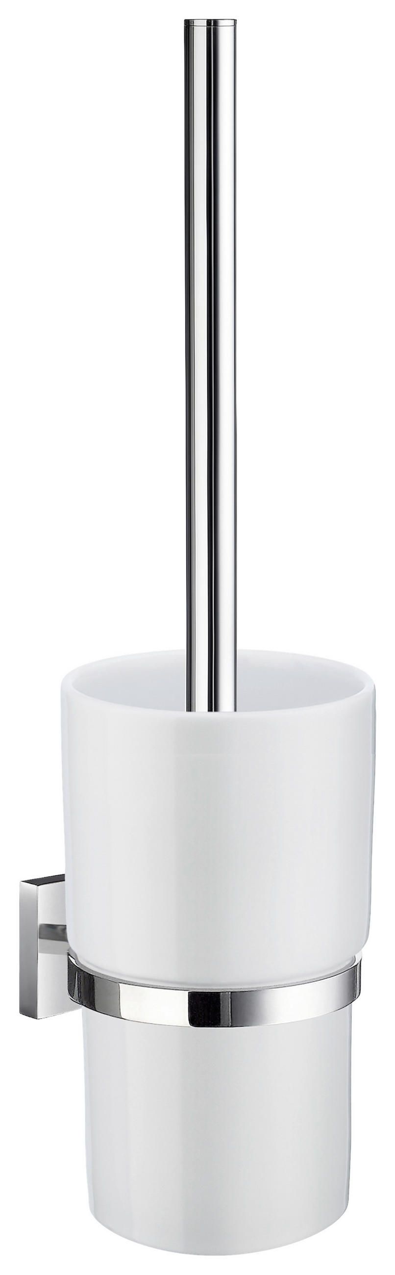 WC SADA - ŠTĚTKA A DRŽÁK - bílá/barvy chromu, Basics, kov/plast (11,9/38/11,9cm)