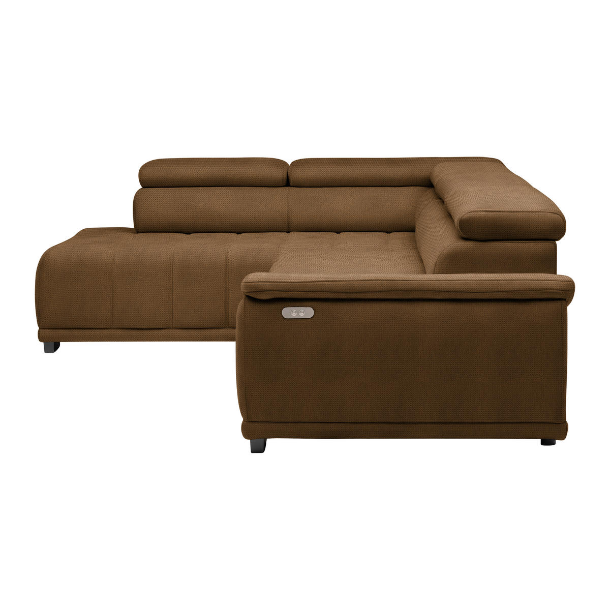 HÖRNSOFFA i chenille, vävt tyg rostfärgad  - svart/rostfärgad, Modern, textil/plast (106/283cm) - MID.YOU