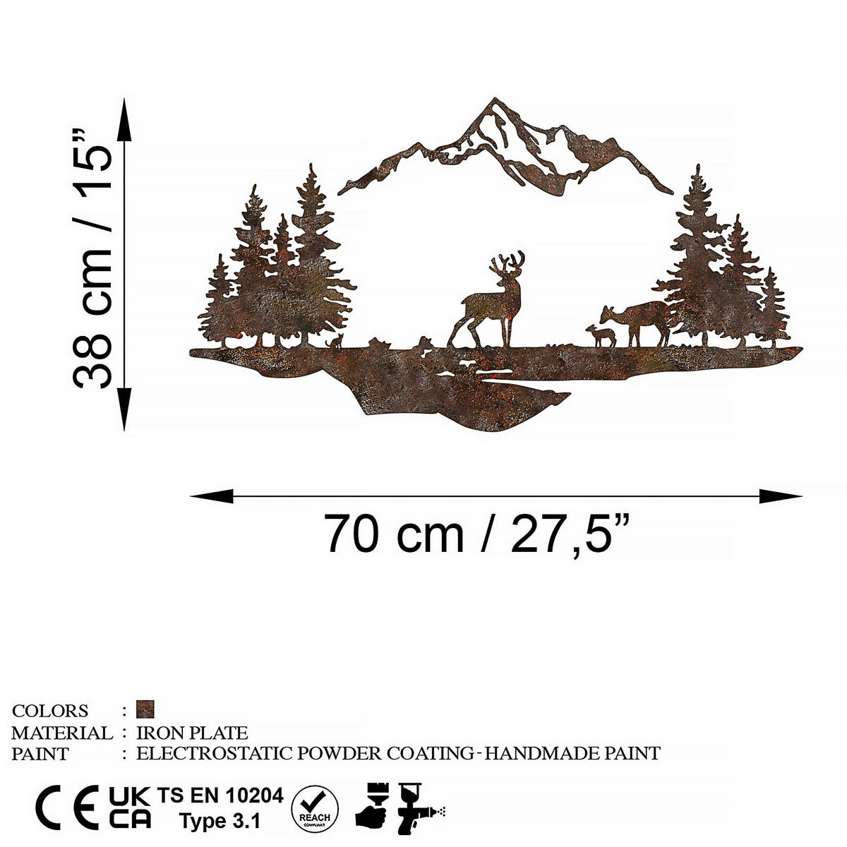 METALLBILD  - Bronzefarben, Basics, Metall (38/70cm)