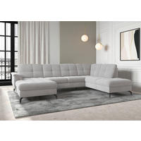 WOHNLANDSCHAFT Silberfarben Flachgewebe  - Silberfarben/Schwarz, MODERN, Textil/Metall (164/319/212cm) - Sit & More