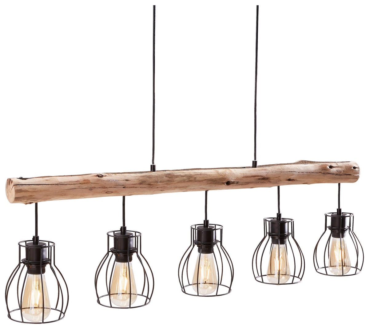 HÄNGELEUCHTE 100/13,6/140 cm    - Schwarz/Naturfarben, Trend, Holz/Metall (100/13,6/140cm) - Marama