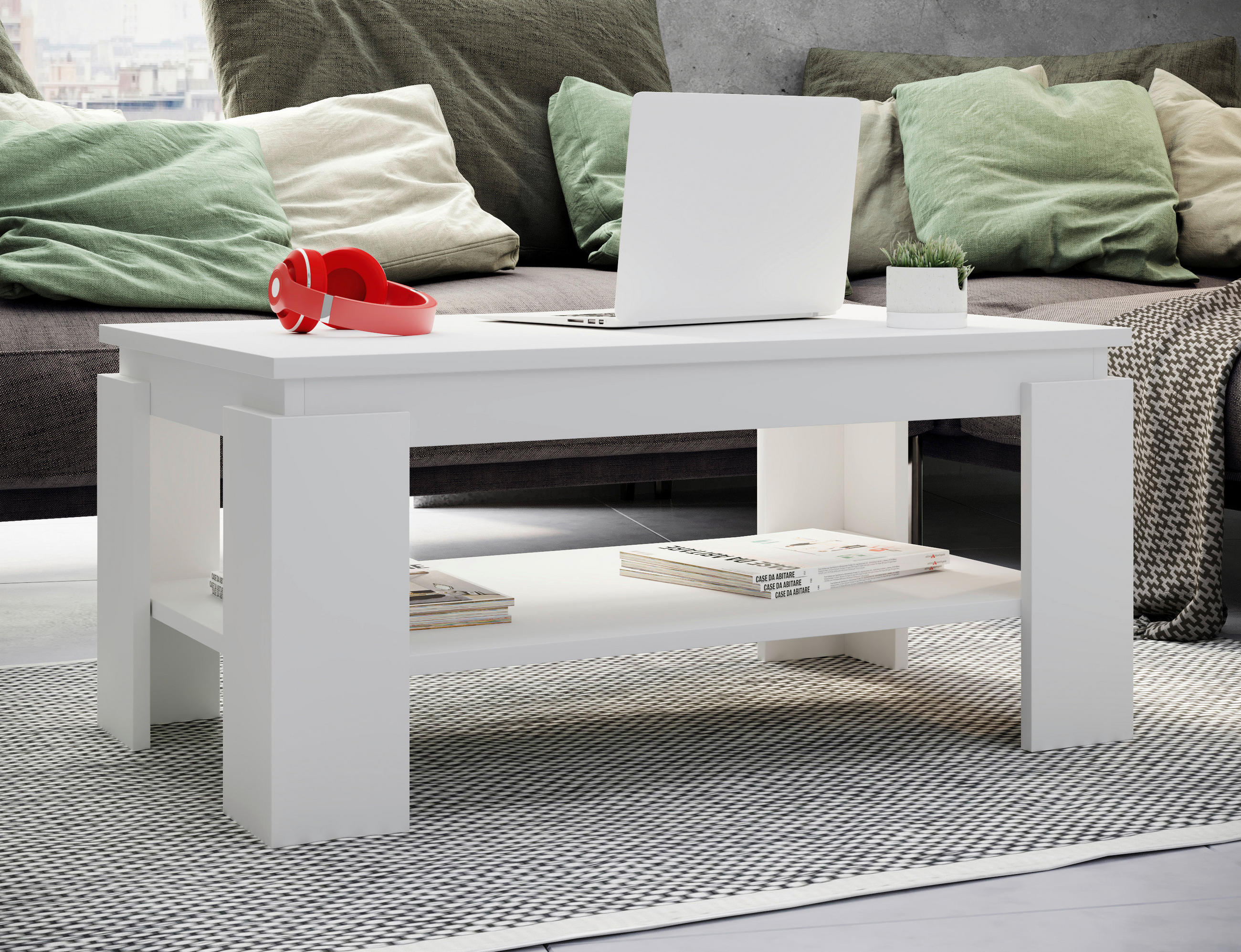 COUCHTISCH 90/53/41 cm rechteckig Weiß  - Weiß, MODERN, Holzwerkstoff (90/53/41cm) - MID.YOU
