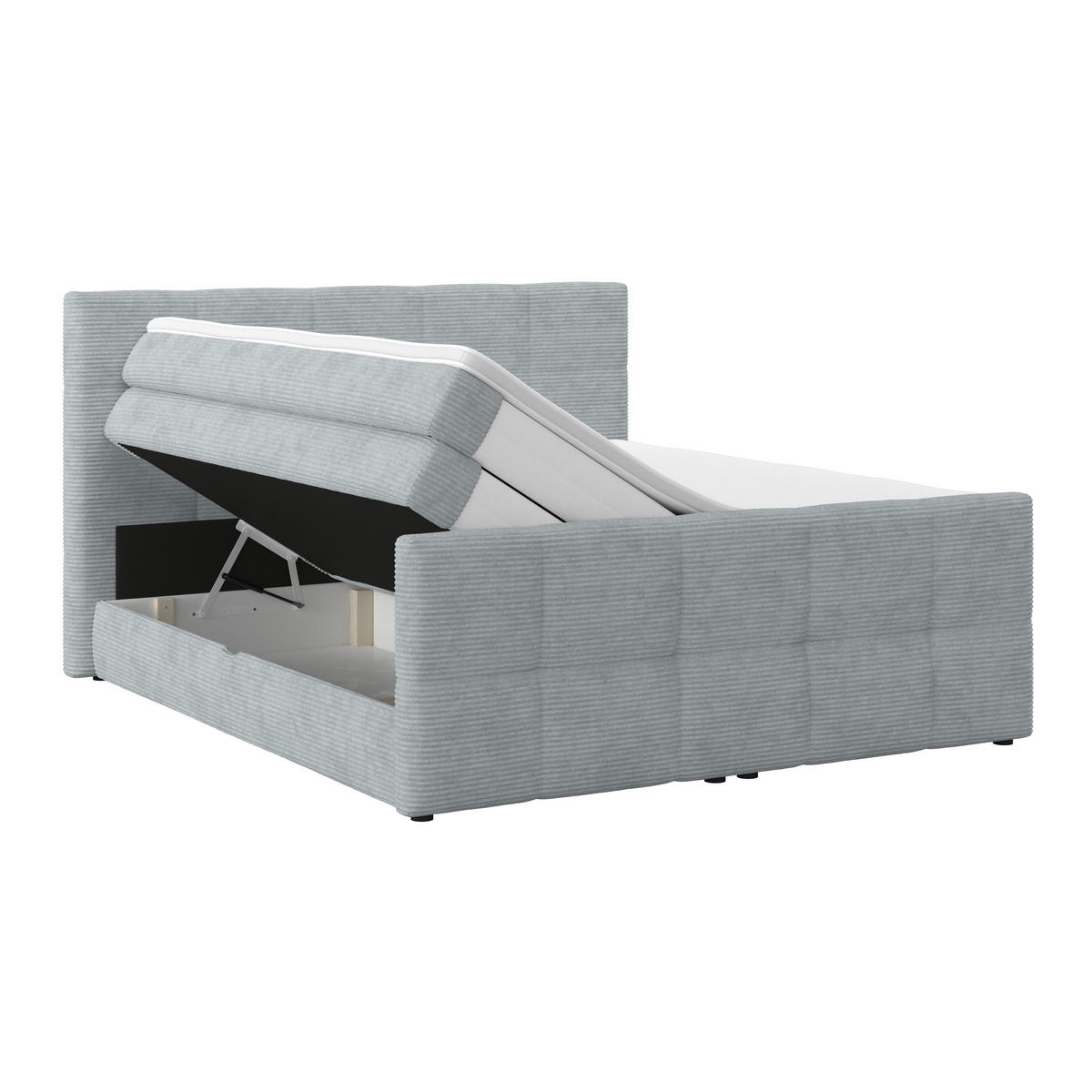 BOXSPRINGBETT 160/200 cm,  in Silberfarben, gepolstertes Kopfteil, Bettkasten, Topper, Matratzen, H4 + H4 = sehr fest  - Silberfarben, KONVENTIONELL, Holz/Holzwerkstoff (160/200cm)