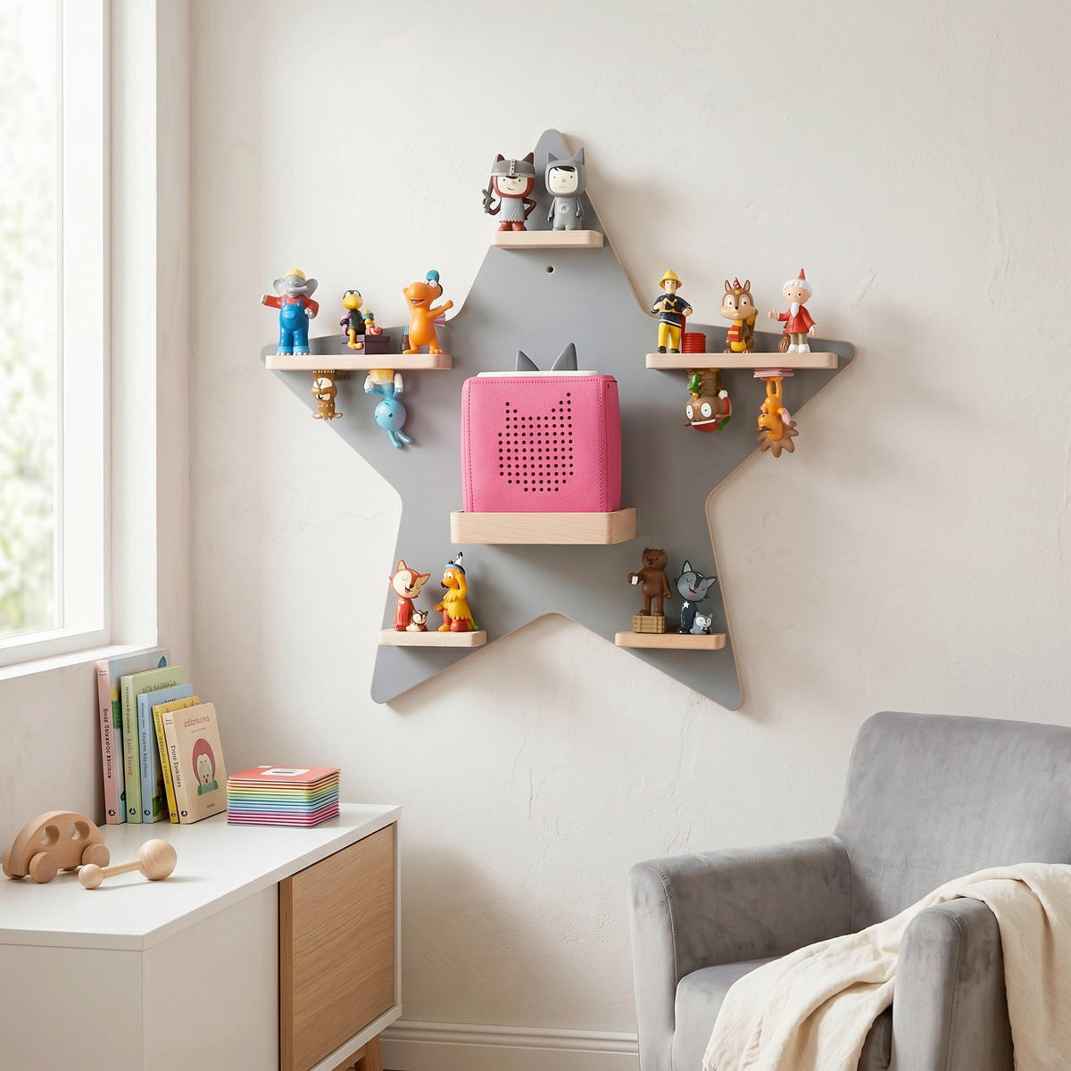 KINDERREGAL  - Grau, Modern, Holzwerkstoff (52/55/19cm) - Livetastic