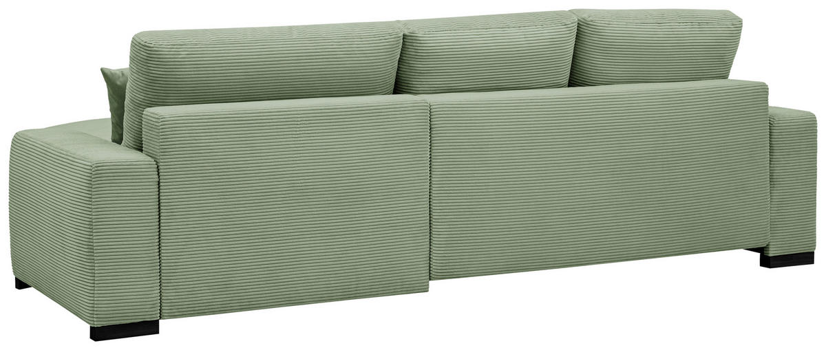 ECKSOFA Mintgrün Cord  - Schwarz/Mintgrün, Design, Holz/Textil (264/184cm) - Stylife