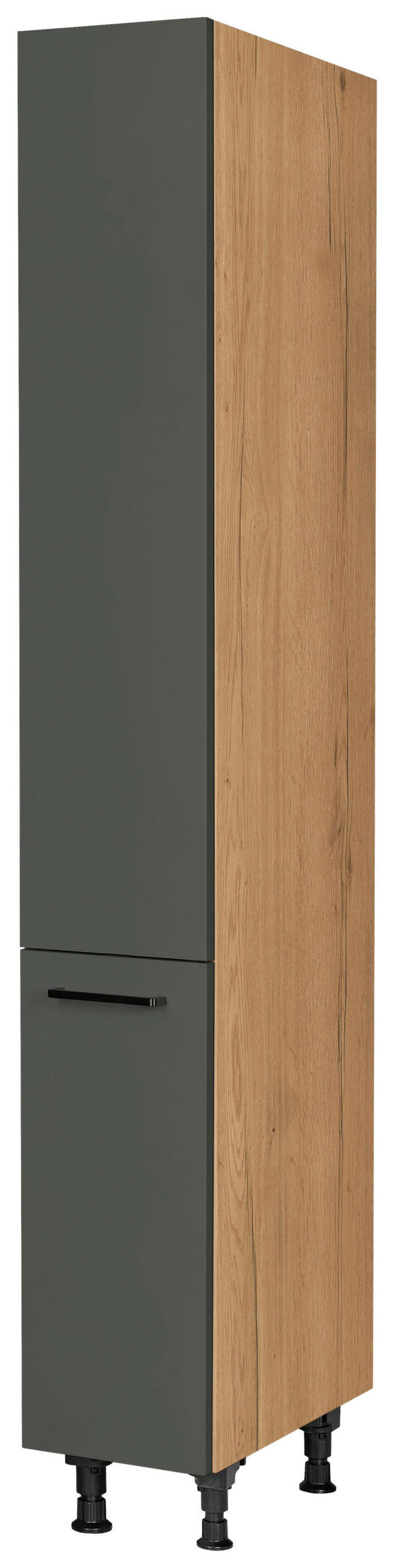 APOTHEKERSCHRANK 30/216,6/58 cm  in Grün, Eichefarben  - Eichefarben/Schwarz, MODERN, Holzwerkstoff/Metall (30/216,6/58cm) - Nobilia