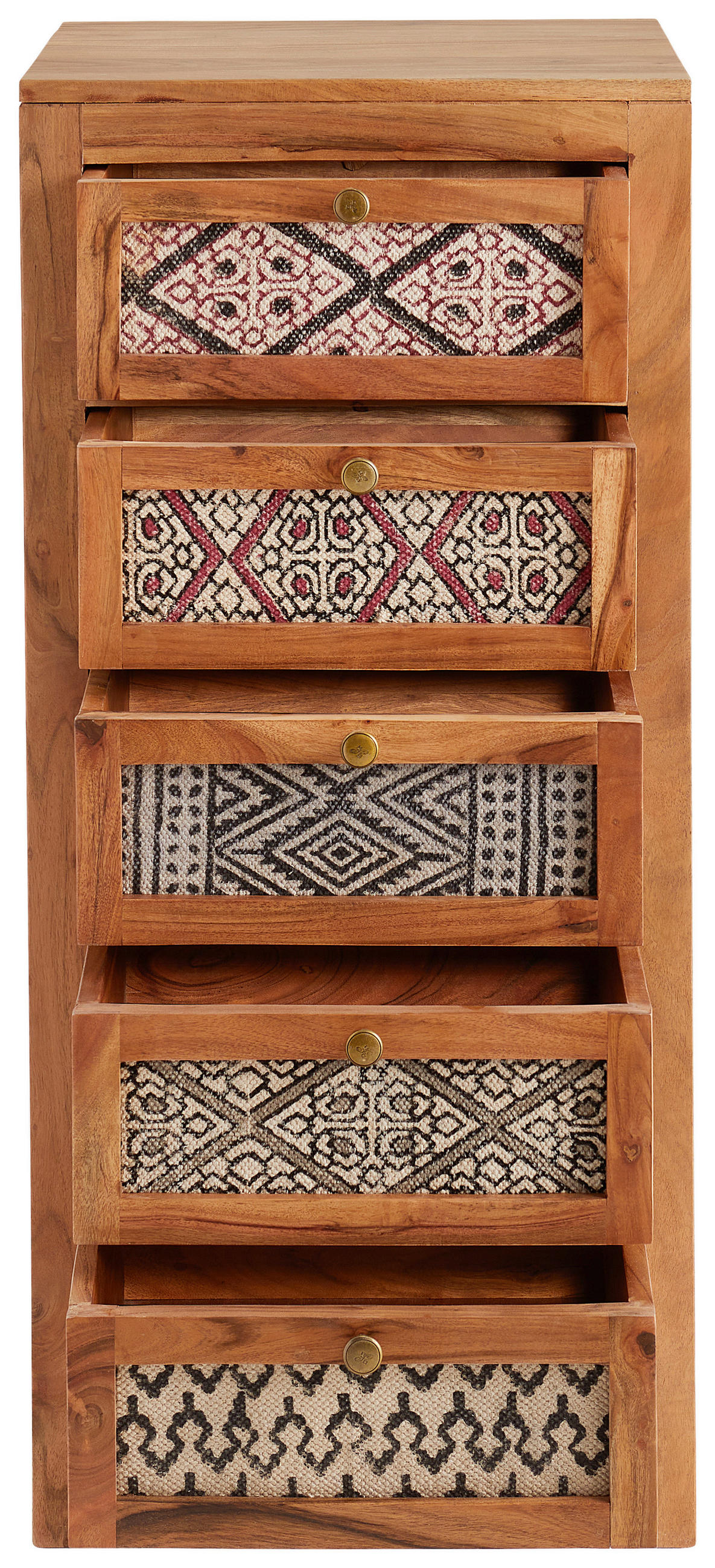 FÉLMAGAS SZEKRÉNY 45/100/42 cm  - akácia színű/sárgaréz, Lifestyle, textil/fém (45/100/42cm) - Livetastic
