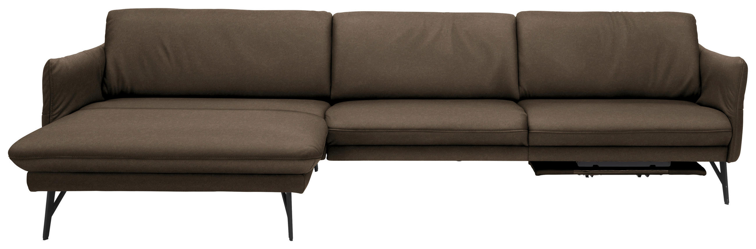 ECKSOFA Olivgrün Echtleder  - Anthrazit/Olivgrün, Design, Leder/Metall (174/330cm) - Himolla