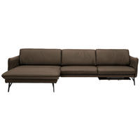 ECKSOFA in Echtleder Olivgrün  - Anthrazit/Olivgrün, Design, Leder/Metall (174/330cm) - Himolla