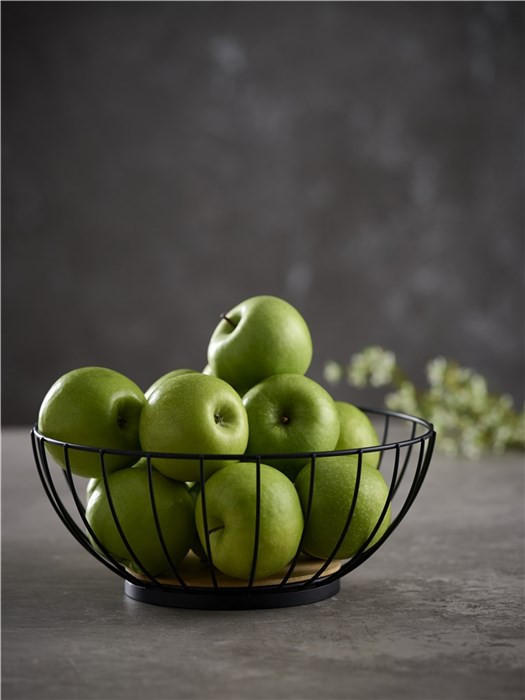 FRUKTKORG     - svart/naturfärgad, Klassisk, metall/trä (28cm)