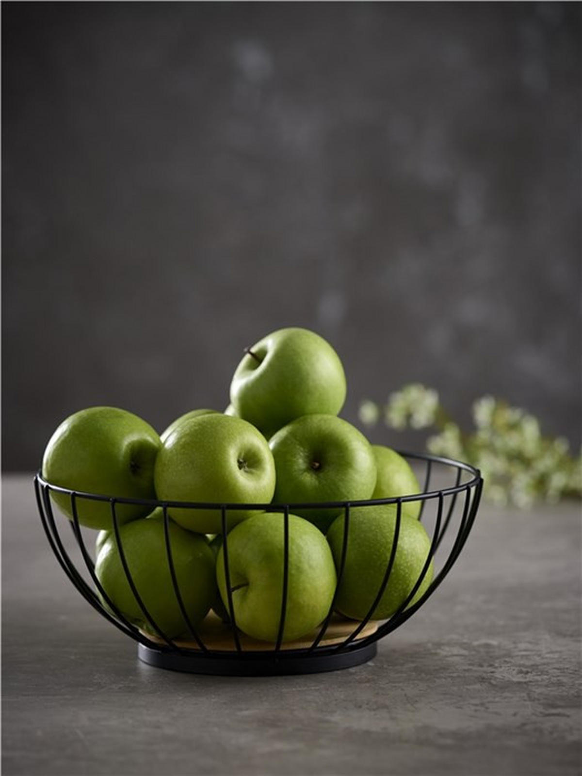 FRUKTKORG     - svart/naturfärgad, Klassisk, metall/trä (28cm)