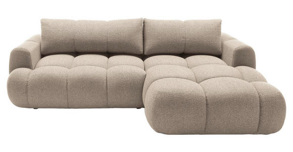 ECKSOFA Beige Struktur  inkl. Rückenkissen, Bettkasten, Schlaffunktion, Rücken echt, Liegefläche im Originalstoff  - Beige/Schwarz, KONVENTIONELL, Kunststoff/Textil (272/172cm) - Carryhome