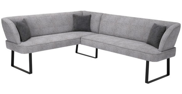 ECKBANK 189/233 cm Webstoff Dunkelgrau - Dunkelgrau/Schwarz, Design, Textil/Metall (189/233cm) - Novel