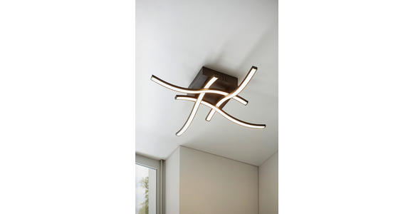 LED-DECKENLEUCHTE 47,5/47,5/9,5 cm   - Opal/Schwarz, KONVENTIONELL, Kunststoff/Metall (47,5/47,5/9,5cm) - Novel