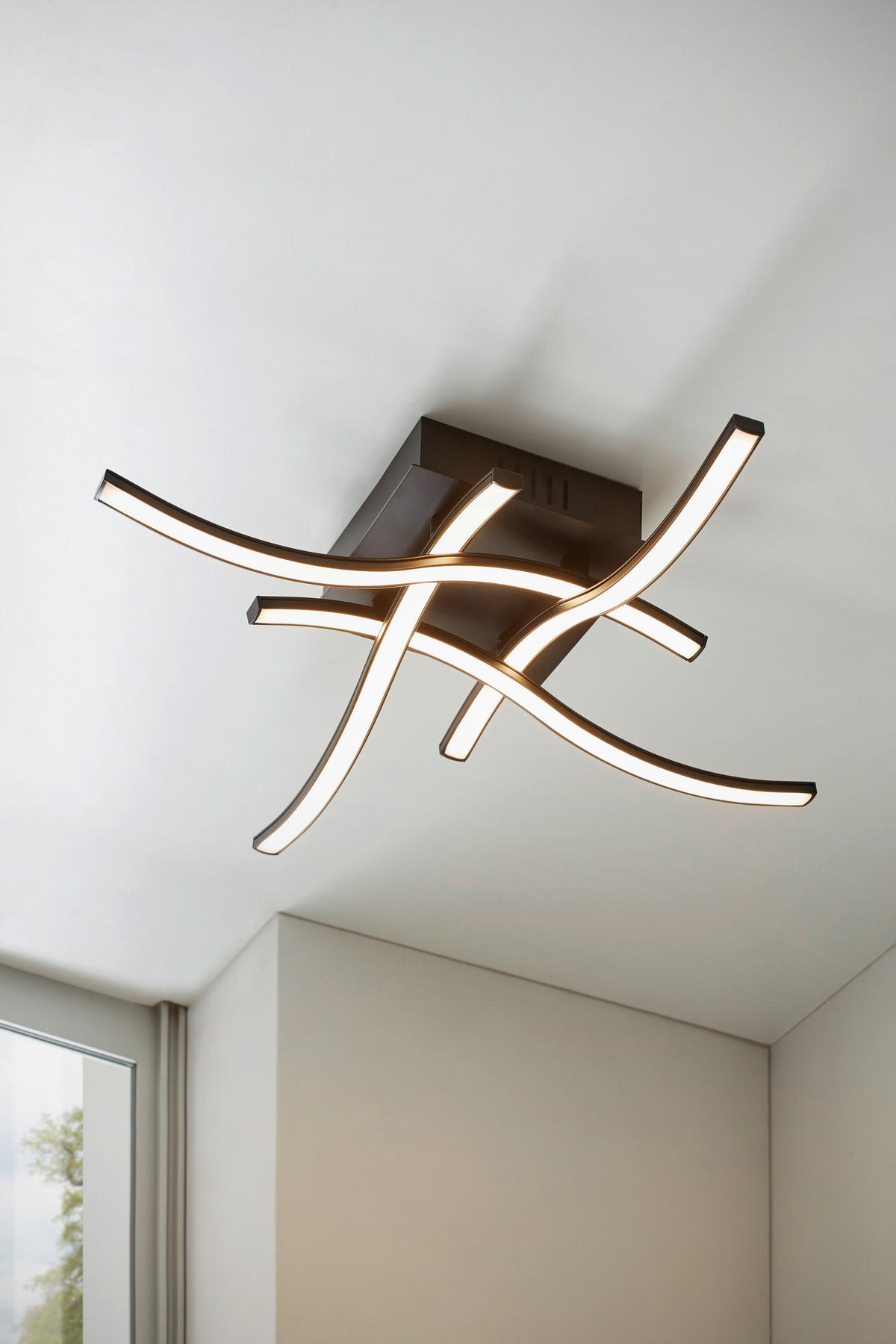 LED-DECKENLEUCHTE 47,5/47,5/9,5 cm   - Opal/Schwarz, KONVENTIONELL, Kunststoff/Metall (47,5/47,5/9,5cm) - Novel