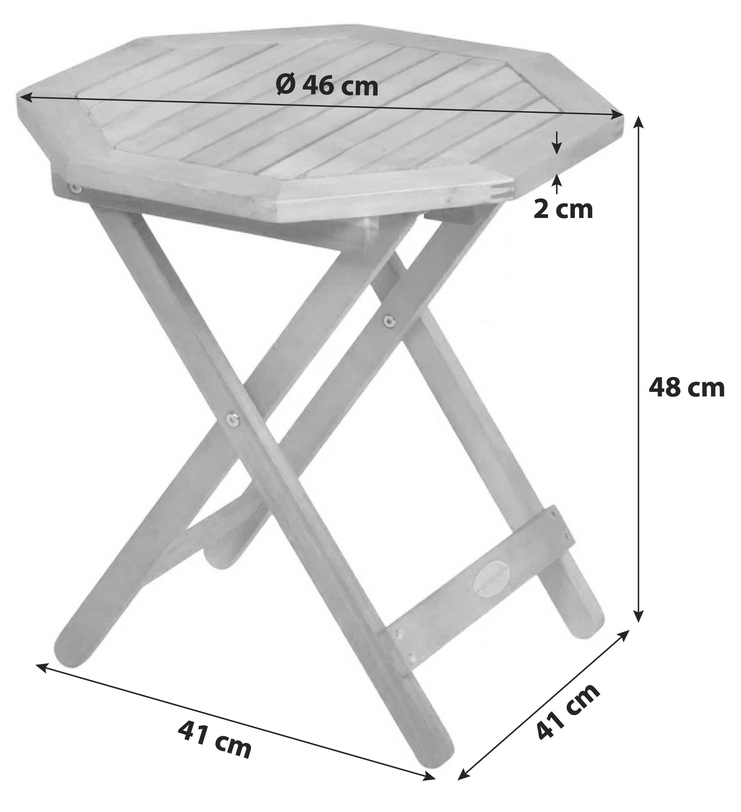 GARTENTISCH 46/46/48 cm Holz achteckig  - Braun, Basics, Holz (46/46/48cm) - Gardenson