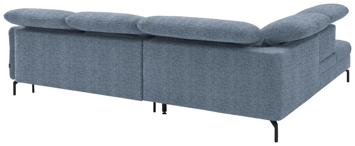 ECKSOFA in Flachgewebe Blau  - Blau/Schwarz, Design, Textil/Metall (233/299-313cm) - Dieter Knoll