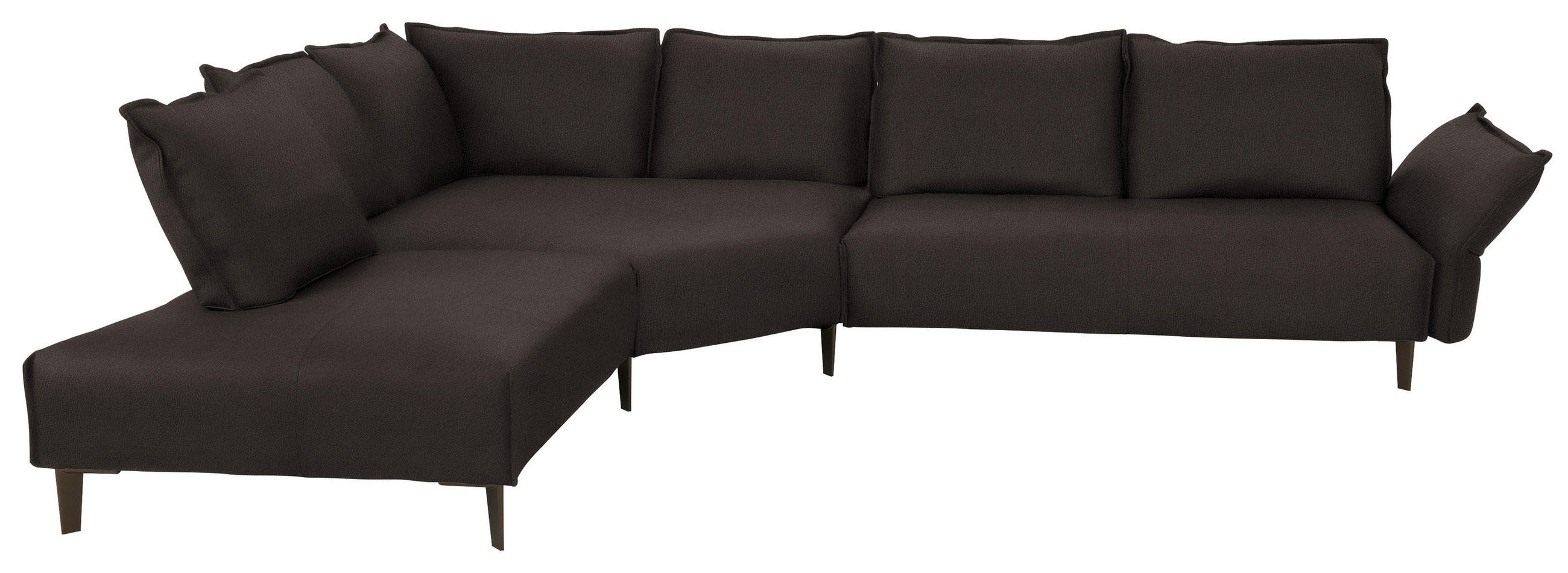 ECKSOFA in Echtleder Dunkelbraun  - Dunkelbraun/Schwarz, Design, Leder/Metall (272/340cm) - W.Schillig