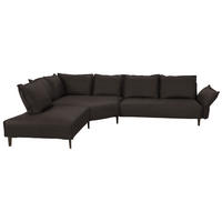 ECKSOFA in Echtleder Dunkelbraun  - Dunkelbraun/Schwarz, Design, Leder/Metall (272/340cm) - W.Schillig