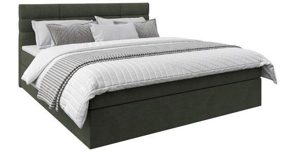 BOXBETT 160/200 cm  in Dunkelgrün  - Dunkelgrün/Schwarz, KONVENTIONELL, Holz/Kunststoff (160/200cm) - Carryhome