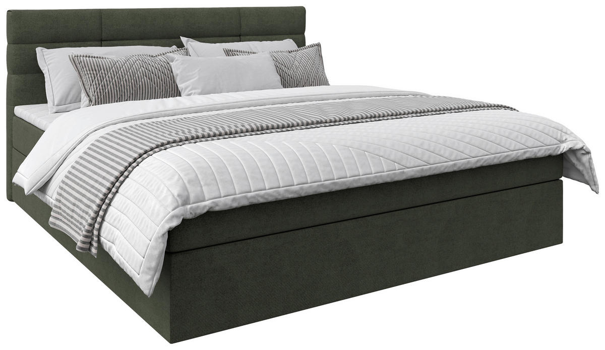 BOXBETT 160/200 cm  Dunkelgrün  - Dunkelgrün/Schwarz, Konventionell, Holz/Kunststoff (160/200cm) - Carryhome