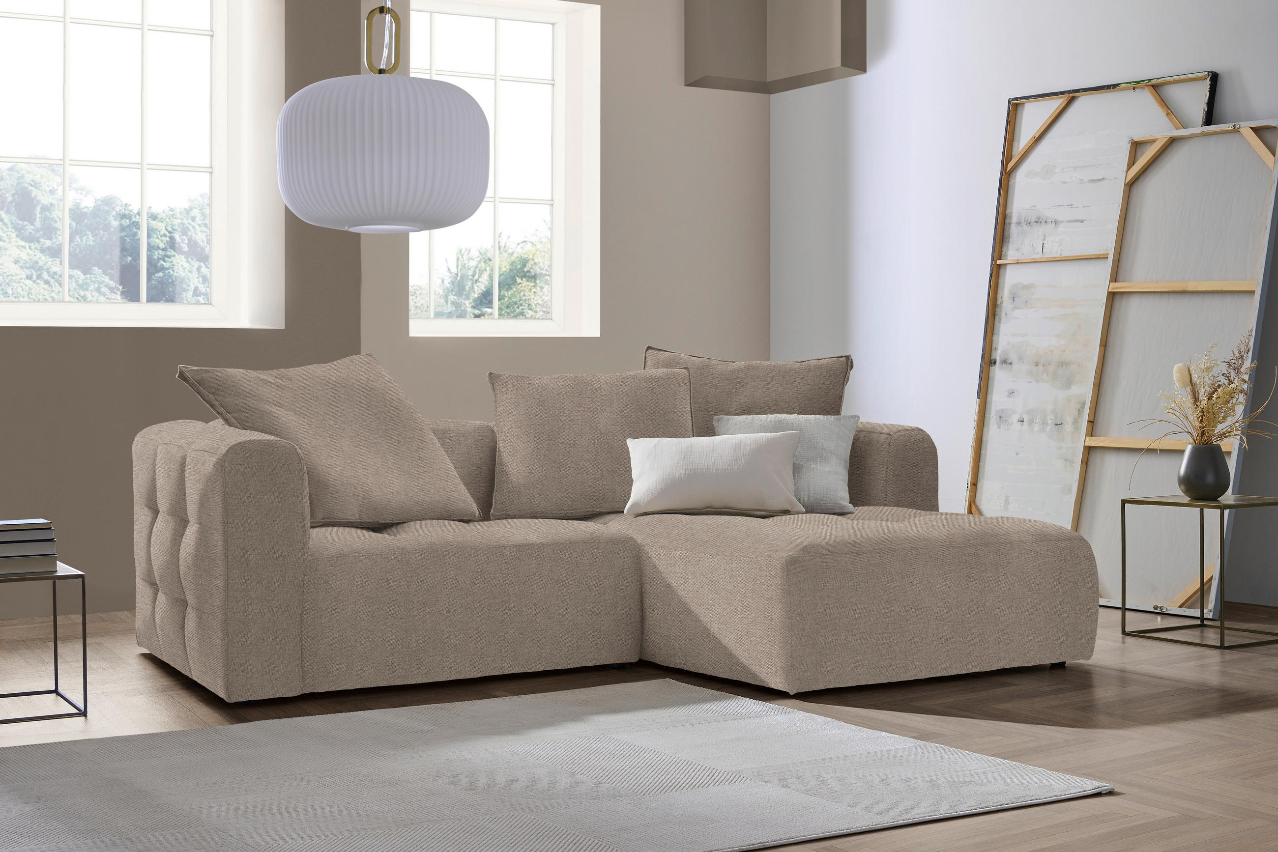 ECKSOFA in Flachgewebe Braun  - Schwarz/Braun, Lifestyle, Kunststoff/Textil (240/173cm) - Stylife