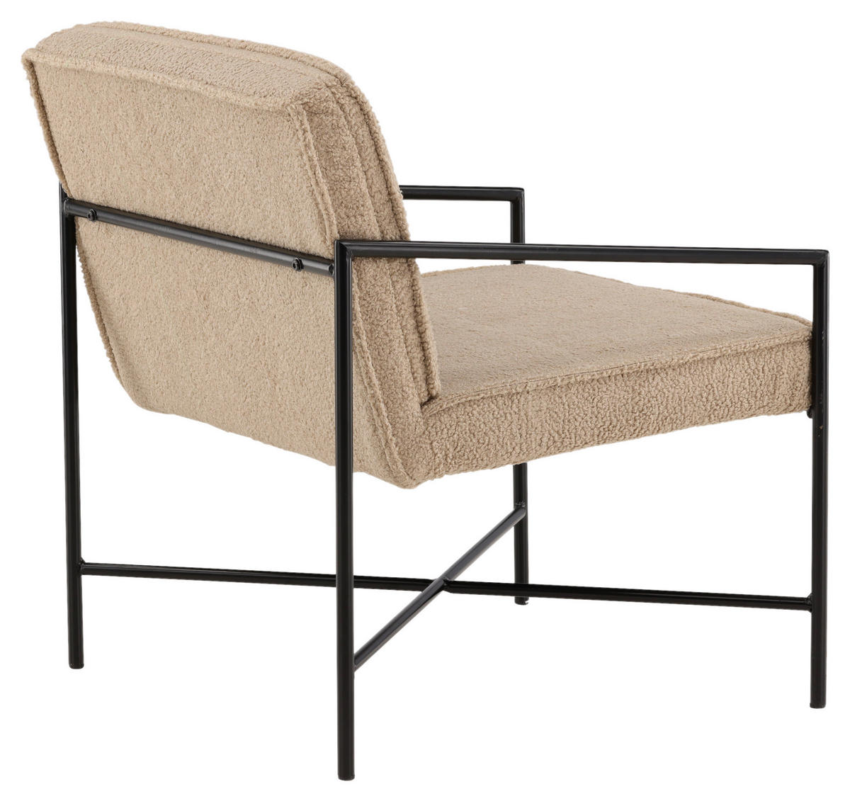 SESSEL in Teddystoff Schwarz, Beige  - Beige/Schwarz, Design, Textil/Metall (66/78/65cm) - Livetastic