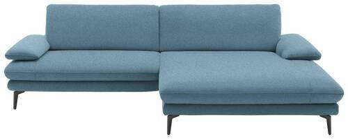 ECKSOFA in Webstoff Blau  - Blau/Schwarz, Design, Textil/Metall (284/184cm) - Dieter Knoll
