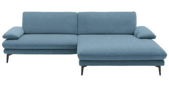 ECKSOFA in Webstoff Blau  - Blau/Schwarz, Design, Textil/Metall (284/184cm) - Dieter Knoll