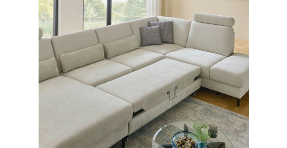 WOHNLANDSCHAFT Dieter Knoll Greige Chenille  - Greige/Schwarz, Design, Textil/Metall (175/349/235cm) - Dieter Knoll