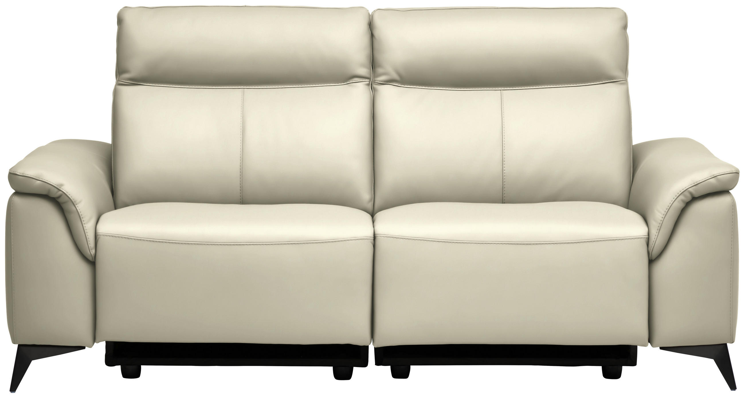 3-SITZER-SOFA  in Echtleder Creme   - Creme/Schwarz, Design, Leder/Metall (207/107/98cm) - Belluti