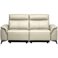 3-SITZER-SOFA  in Echtleder Creme   - Creme/Schwarz, Design, Leder/Metall (207/107/98cm) - Belluti
