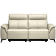 3-SITZER-SOFA  in Echtleder Creme   - Creme/Schwarz, Design, Leder/Metall (207/107/98cm) - Belluti