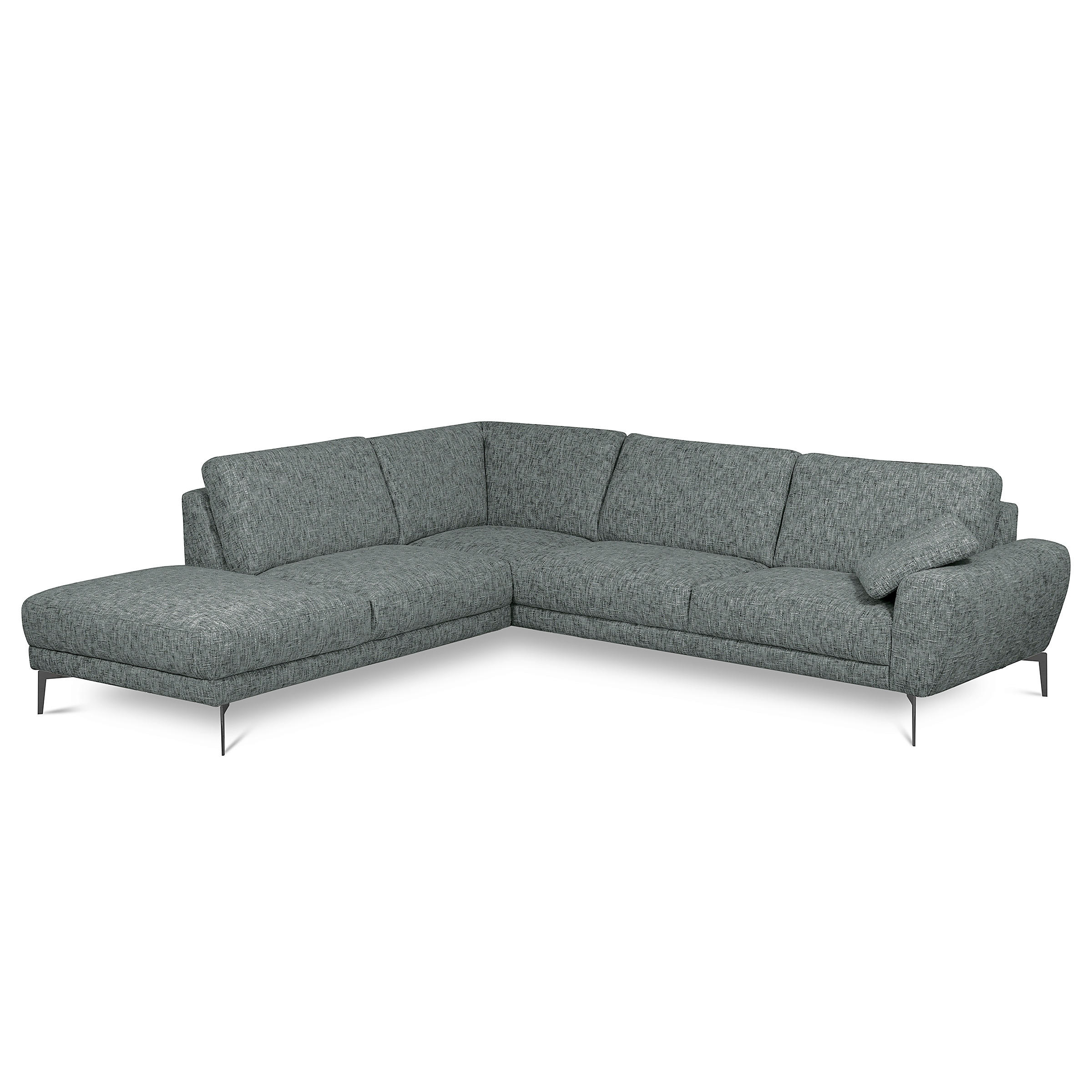 ECKSOFA SPRING Anthrazit Webstoff Zierkissen  - Anthrazit/Schwarz, Design, Textil/Metall (250/273cm) - Livetastic