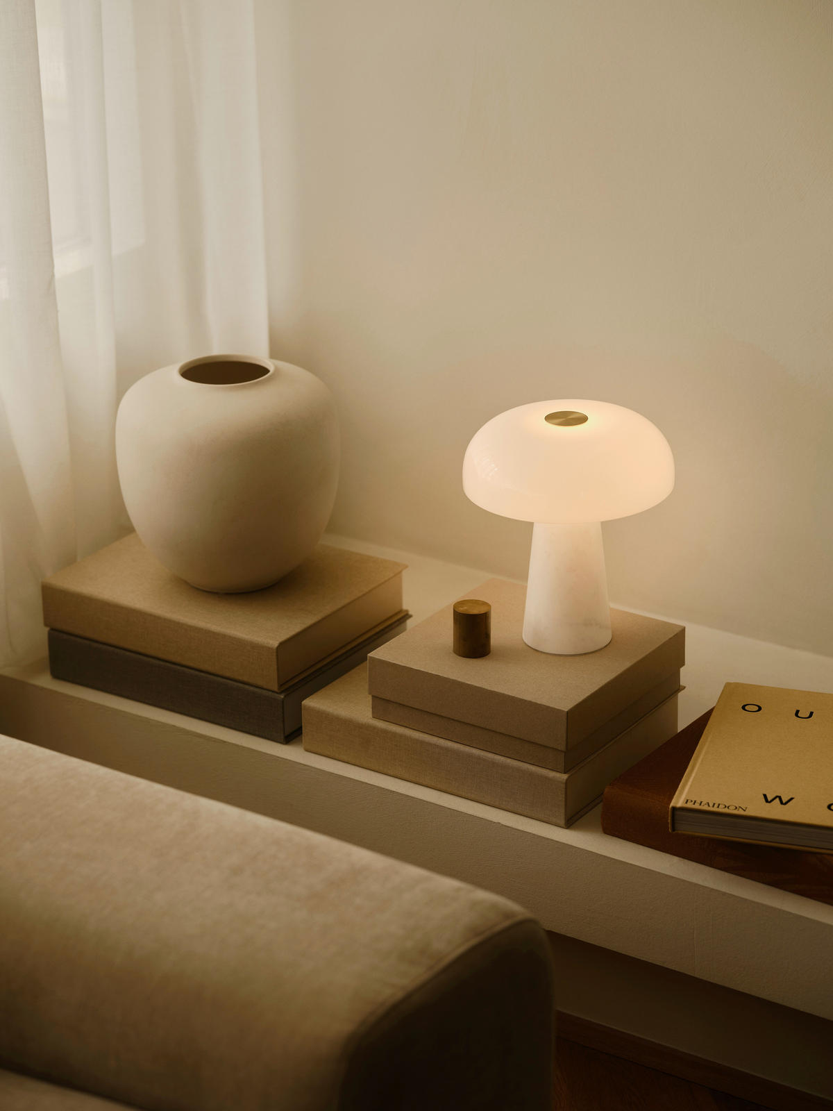 TISCHLEUCHTE 22,3/24,3 cm   - Weiß, Design, Glas/Stein (22,3/24,3cm) - Nordlux