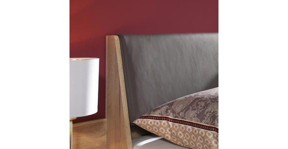 BETTANLAGE in Dunkelgrau, Eichefarben - Dunkelgrau/Eichefarben, Design, Holzwerkstoff/Textil (180/200cm) - Hom`in