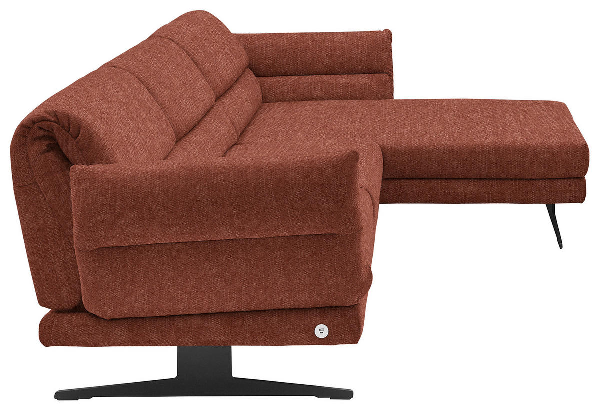 ECKSOFA in Flachgewebe Rostfarben  - Rostfarben/Schwarz, Design, Textil/Metall (279-327/176-217cm) - Dieter Knoll