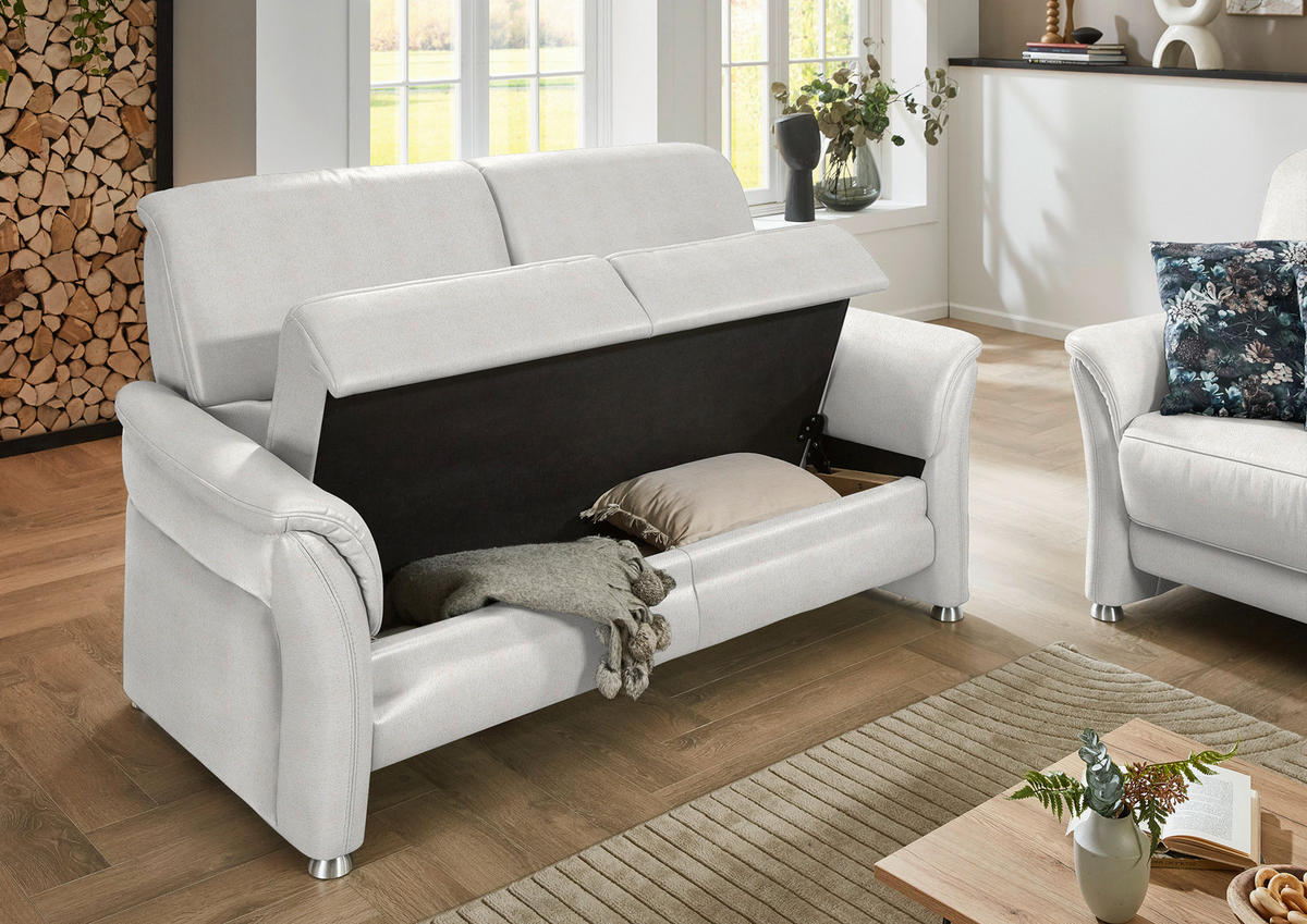 SITZGARNITUR Flachgewebe Alabasterfarben  - Alabasterfarben/Alufarben, Konventionell, Textil/Metall (198/172/96/93cm) - Beldomo Premium